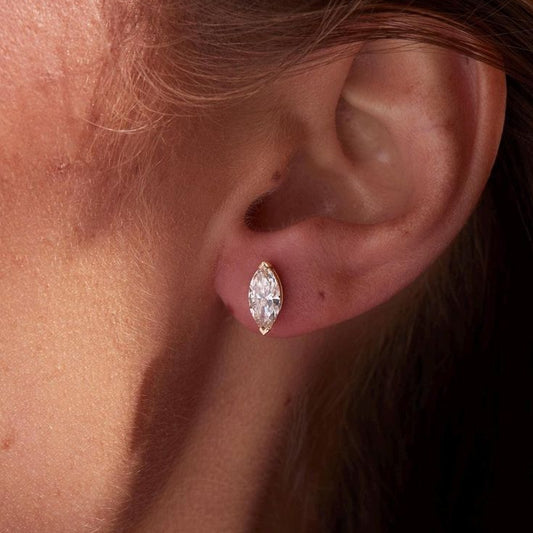 2 Prong Marquise Solitaire Stud Earrings