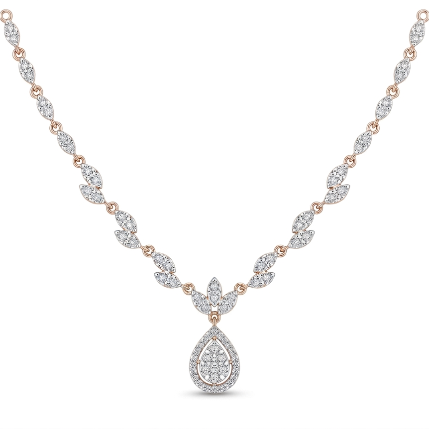 Classic White Gold Diamond Necklace with Teardrop Pendant
