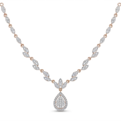 Classic White Gold Diamond Necklace with Teardrop Pendant