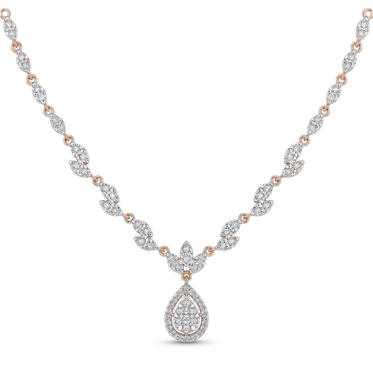 Classic White Gold Diamond Necklace with Teardrop Pendant