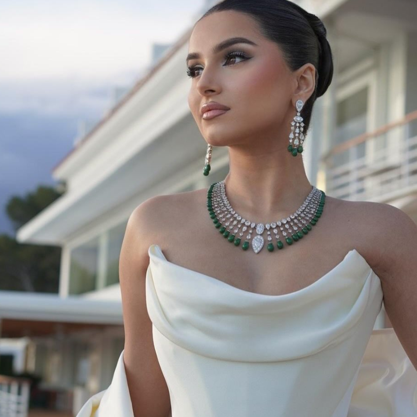 Emerald Cascade Diamond Necklace Set