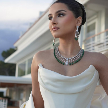 Emerald Cascade Diamond Necklace Set