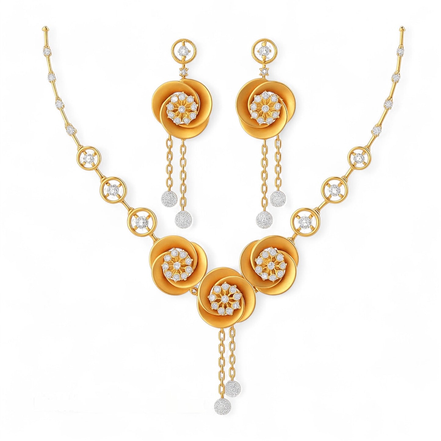 Floral Diamond Necklace Set
