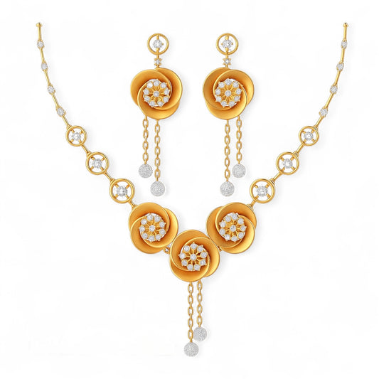Floral Diamond Necklace Set
