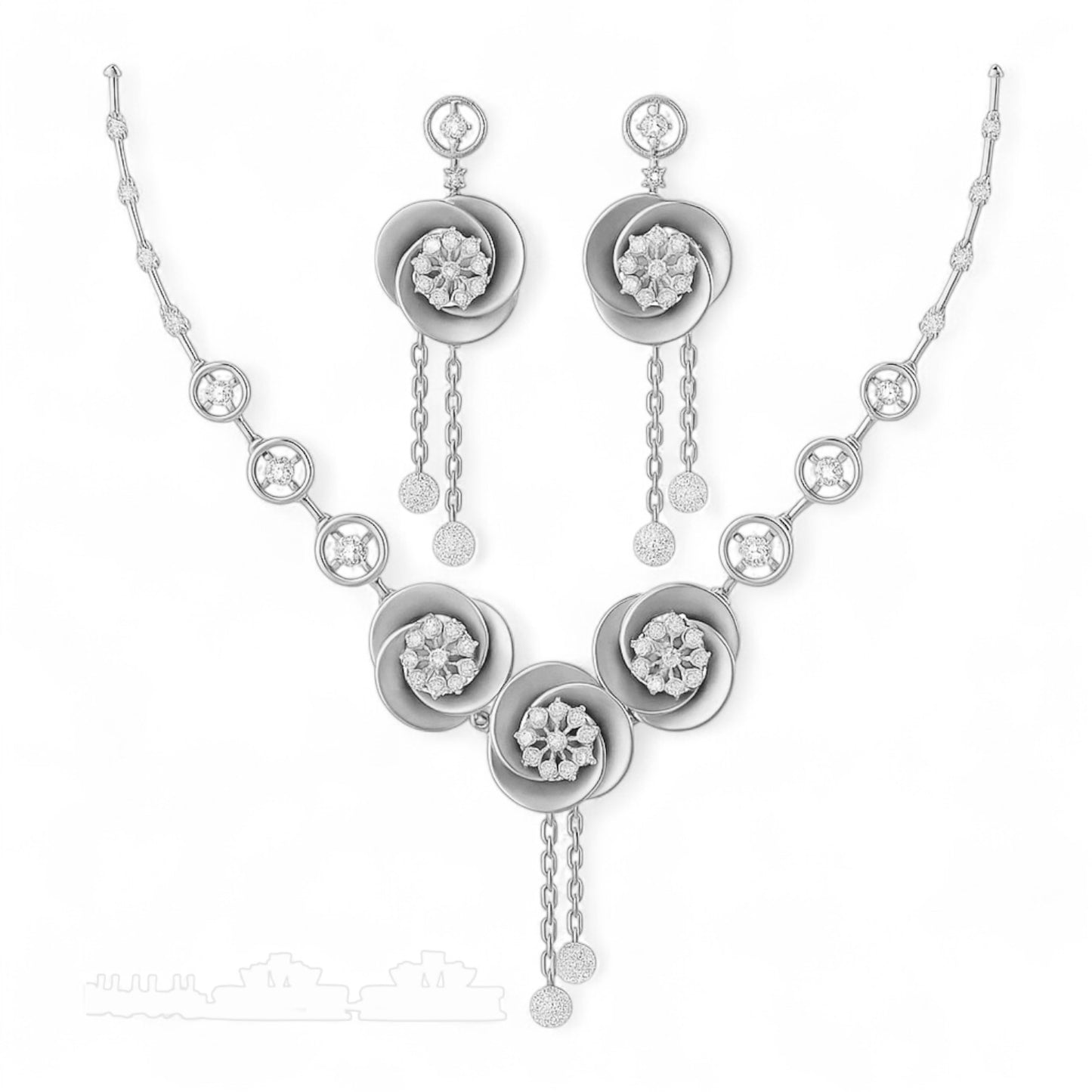 Floral Diamond Necklace Set