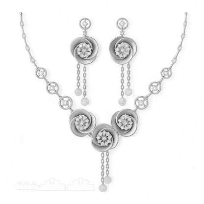 Floral Diamond Necklace Set