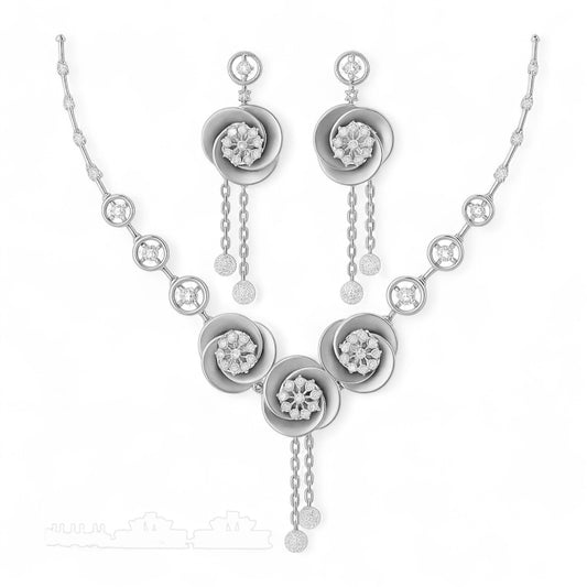 Floral Diamond Necklace Set