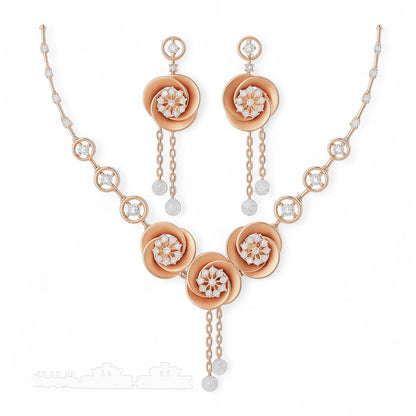Floral Diamond Necklace Set