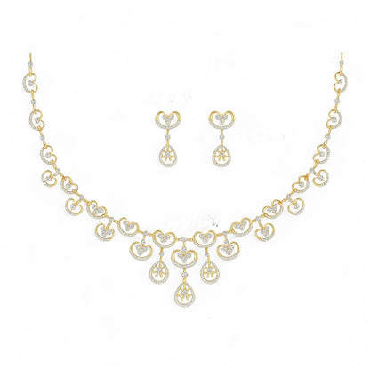 Designer Rose Gold Diamond Necklace with Drop Detailing