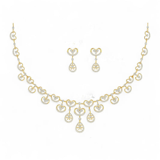 Designer Rose Gold Diamond Necklace with Drop Detailing