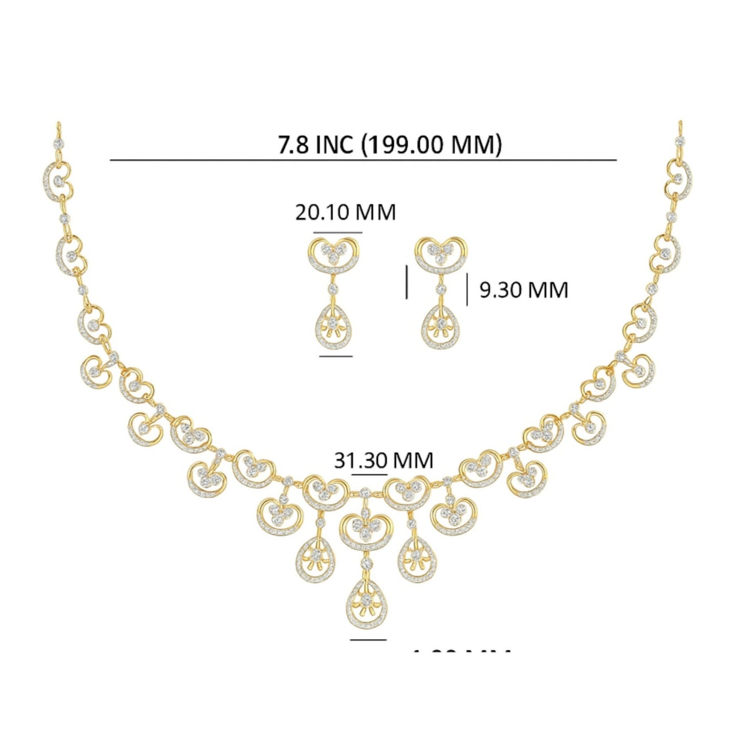 Designer Rose Gold Diamond Necklace with Drop Detailing