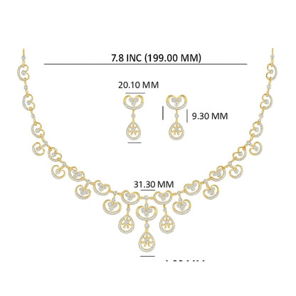 Designer Rose Gold Diamond Necklace with Drop Detailing