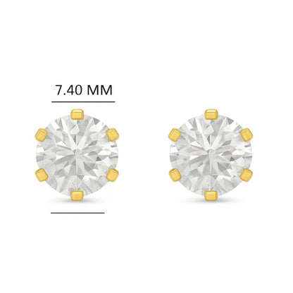 Classic Round Solitaire Diamond Stud Earrings