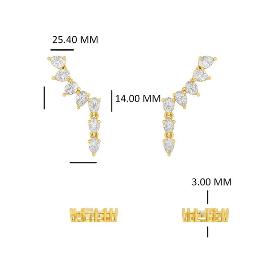 Diamond Leaf Cascade Jhumka Earrings