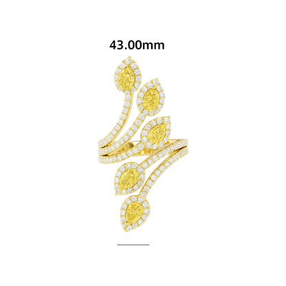 Yellow Diamond Pear Cluster Ring