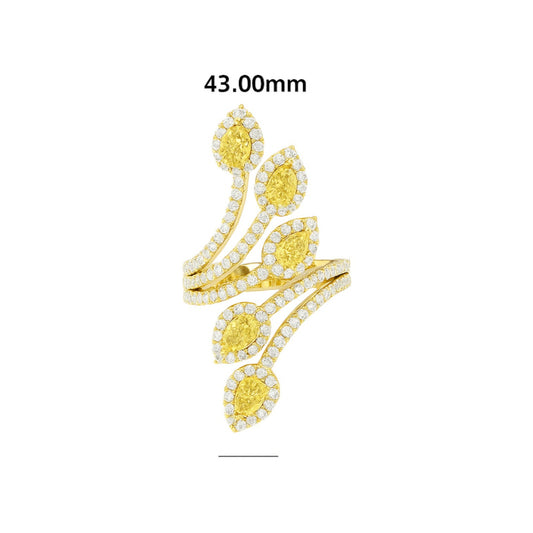 Yellow Diamond Pear Cluster Ring
