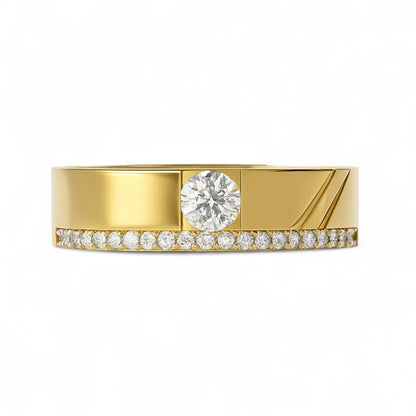 Elegant Band Solitaire Ring with small Diamonds