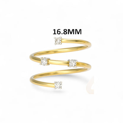 Twisted Spiral Gold Diamond Ring