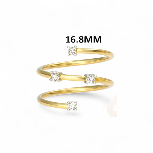 Twisted Spiral Gold Diamond Ring