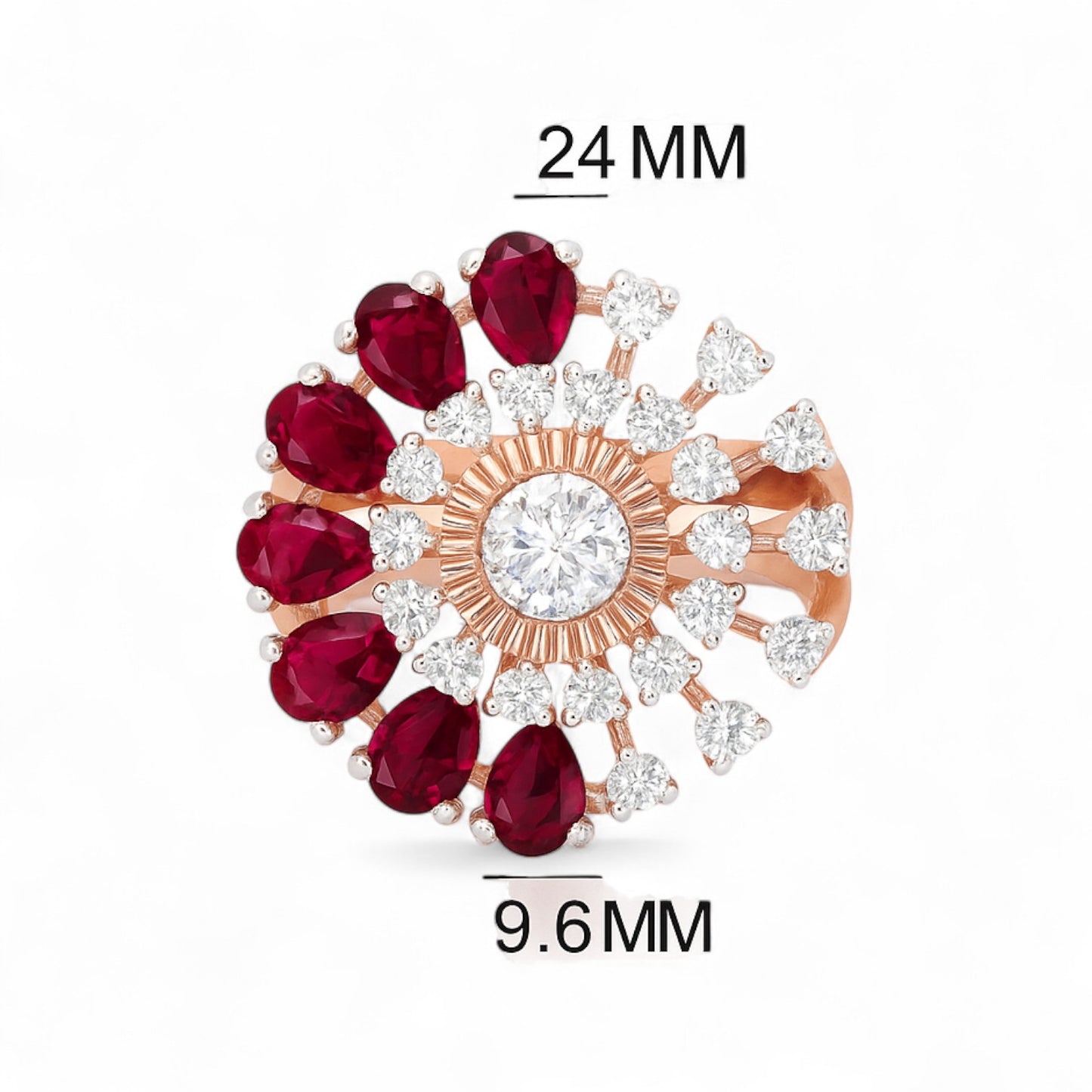 Ruby & Diamond Floral Burst Cocktail Ring