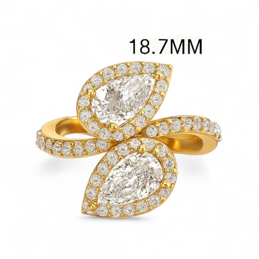 Double Pear Halo Diamond Ring
