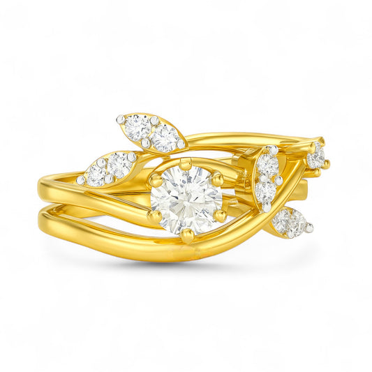 Nature Inspired Diamond Leaf Motif Ring