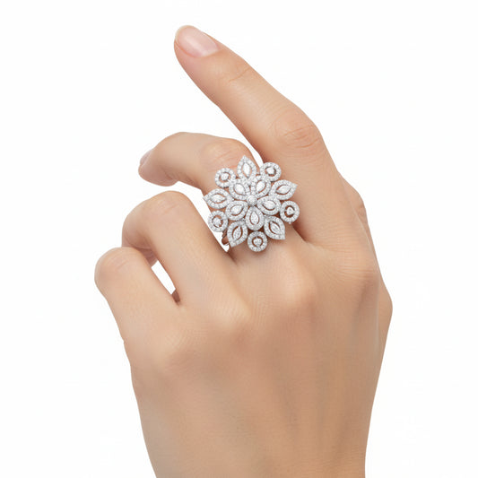 Grand Floral Cluster Cocktail Ring