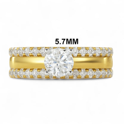 Solitaire with Dual Diamond Band Ring