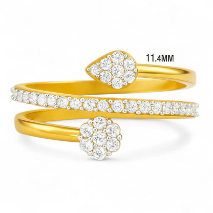 Dual Head Floral Wrap Ring