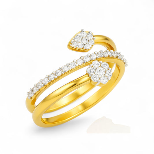 Dual Head Floral Wrap Ring