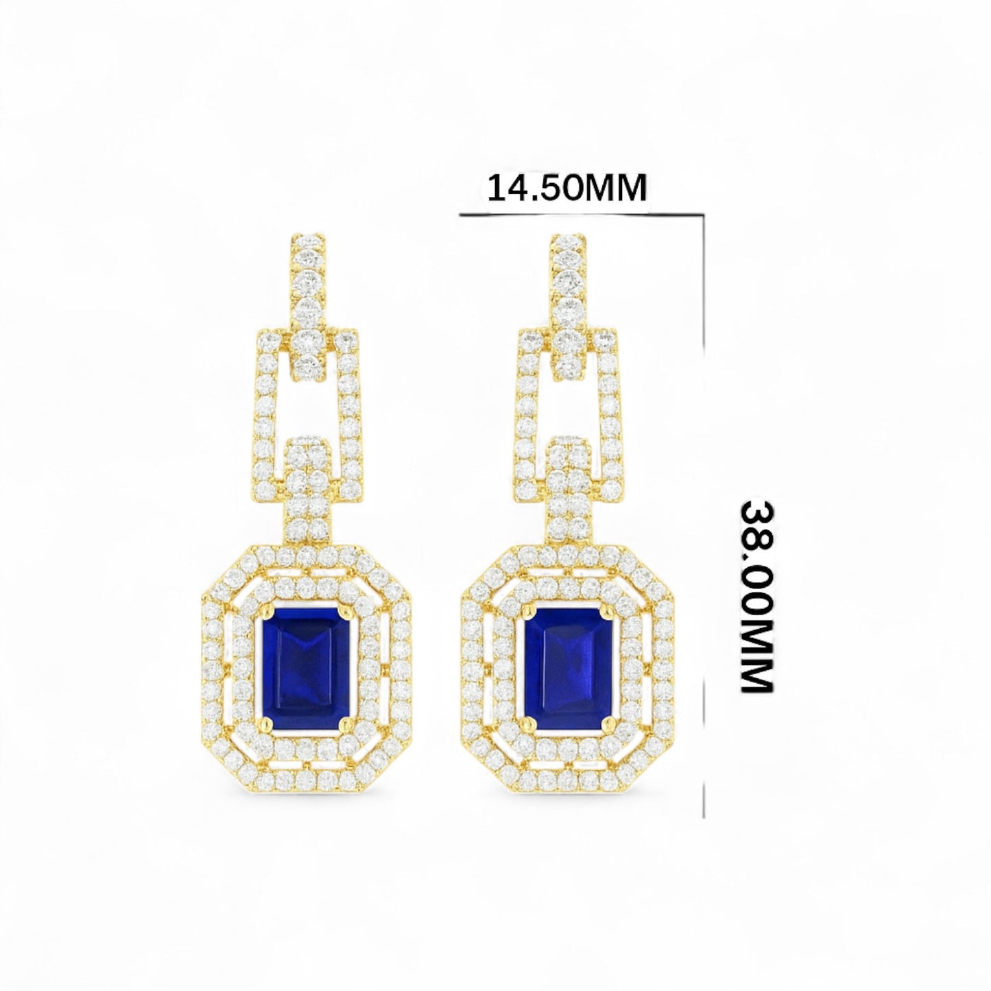 Sapphire and Diamond Geometric Drop Earrings