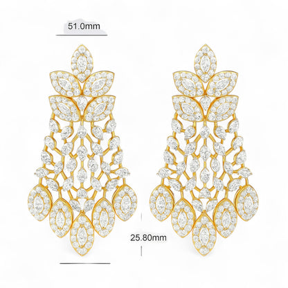 Luxury Gold Designer Diamond Drop Earrings for Women