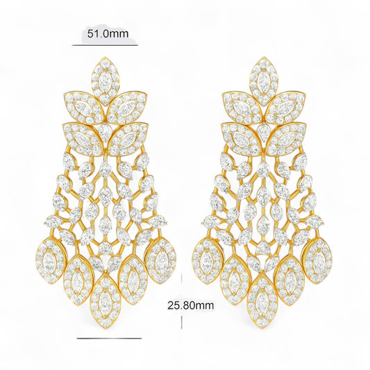 Luxury Gold Designer Diamond Drop Earrings for Women