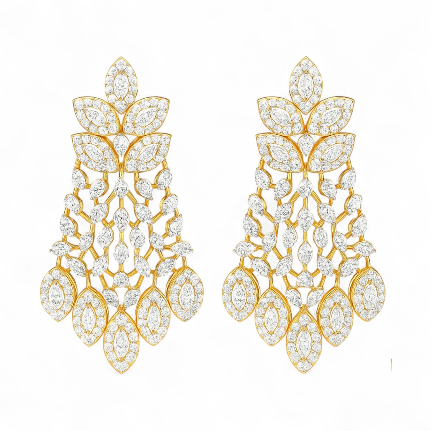 Luxury Gold Designer Diamond Drop Earrings for Women