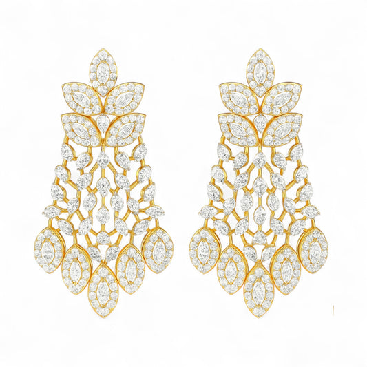 Luxury Gold Designer Diamond Drop Earrings for Women