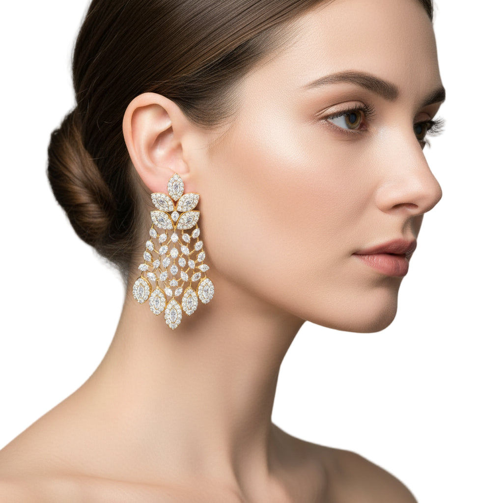 Luxury Gold Designer Diamond Drop Earrings for Women