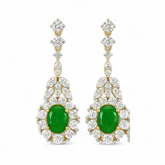 Long Diamond Earrings with Gemstone