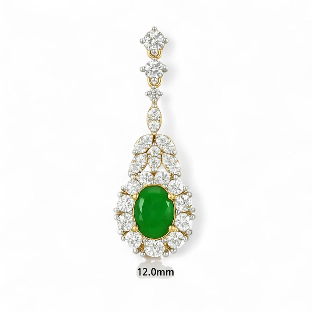 Long Diamond Earrings with Gemstone