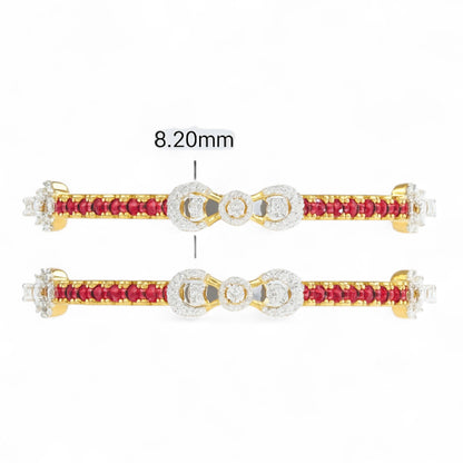 Twin Bow Ruby Diamond Bangle