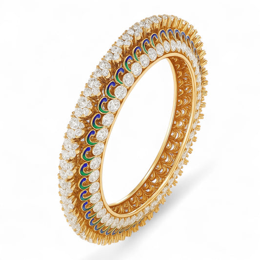 Peacock Crest Diamond Bangle