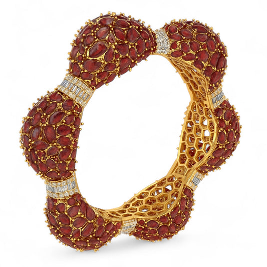 Floral Ruby Cluster Bangle