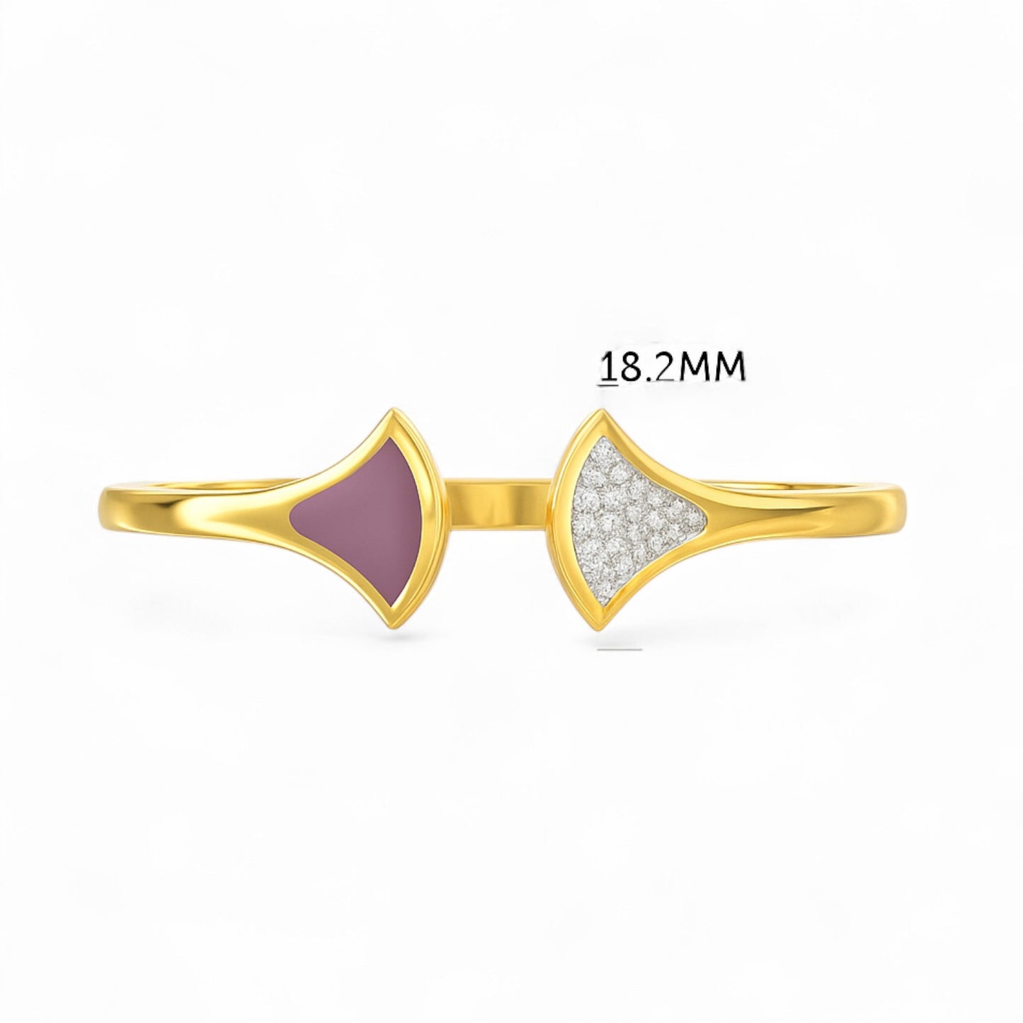 Enamel Accent Modern Diamond Open Cuff Bracelet