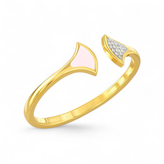 Enamel Accent Modern Diamond Open Cuff Bracelet