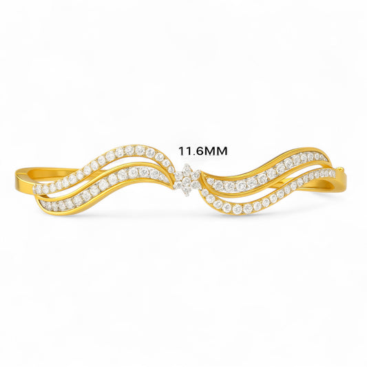Ocean Wave Inspired Diamond Swirl Bangle Bracelet