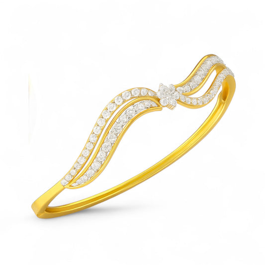 Ocean Wave Inspired Diamond Swirl Bangle Bracelet