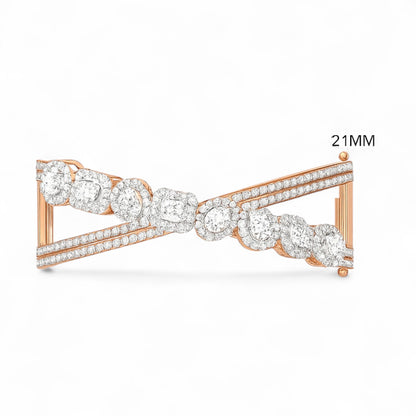 Geometric Fusion Diamond Cluster Bangle Bracelet