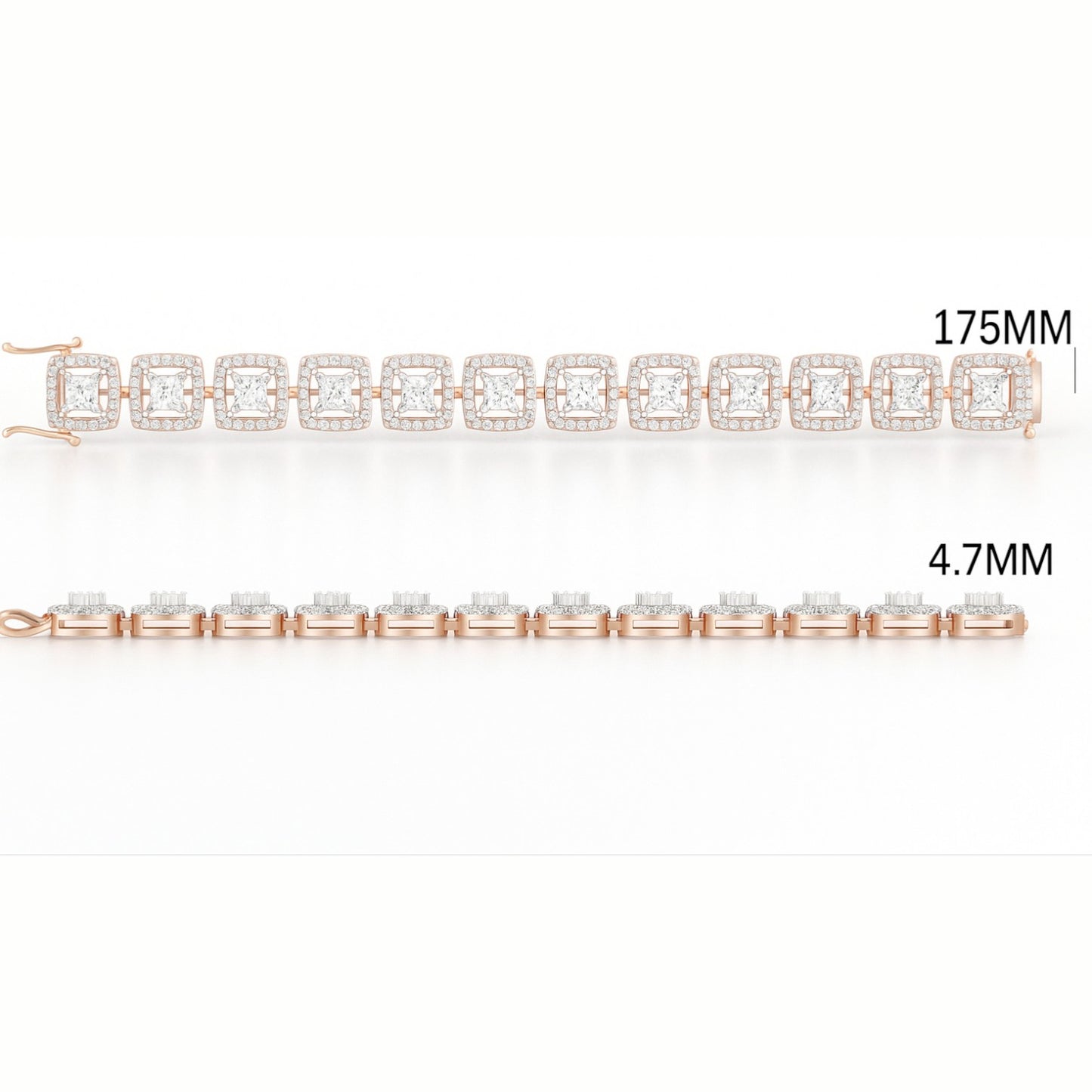 Radiant Square Link Diamond Chain Bracelet