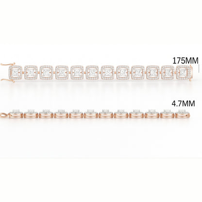 Radiant Square Link Diamond Chain Bracelet
