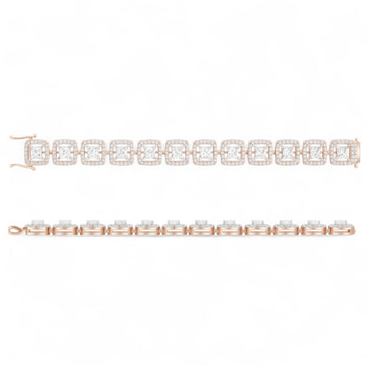Radiant Square Link Diamond Chain Bracelet