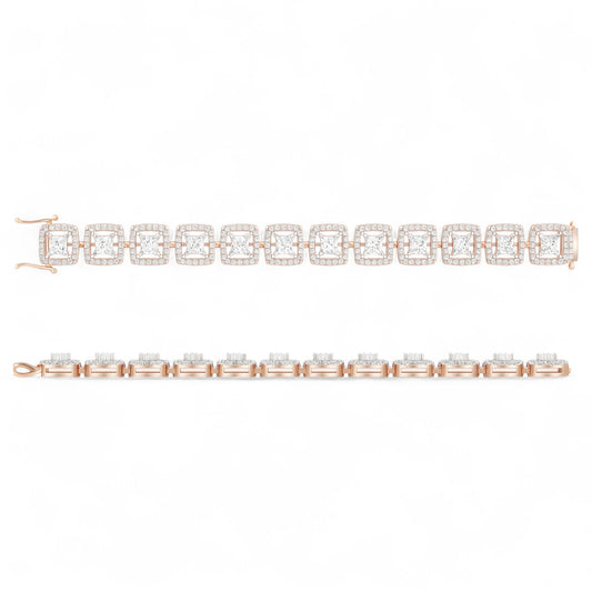 Radiant Square Link Diamond Chain Bracelet